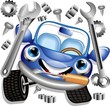 Auto Meccanico Cartoon-Garage Mechanic-Car-Vector