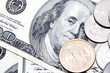 coins on dollars background