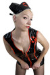 Sexy nurse in black fetish gothic outfit.
