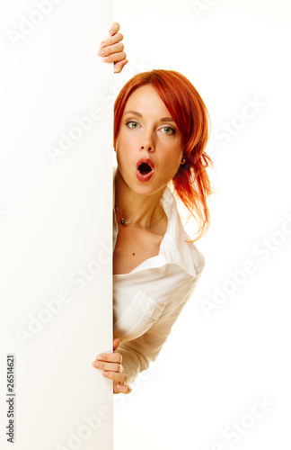 Photo: woman redhead over white woman redhead over white