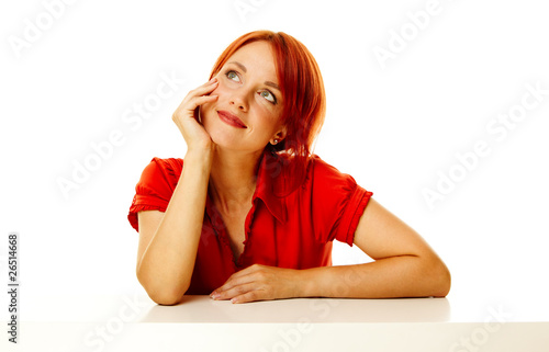 Photo: redhead woman over white redhead woman over white