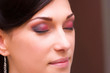 brunette young lady closeup prepared by makeup artist brunette young lady closeup prepared by makeup artist