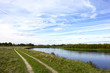 summer landscape with river and blue sky