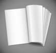 open magazine with blank white page open magazine with blank white page