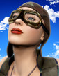 pilot girl look up blue sky