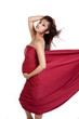 Woman with red cloth