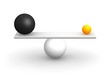 Uneven balls in balance. 3d rendered illustration.