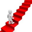 Illustration: Man and red carpet stairs. 3d rendered illustration. Man and red carpet stairs. 3d rendered illustration.