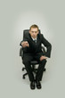 Businessman pointing forwards