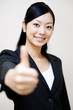 portrait of japanese business woman with showing thumbs up