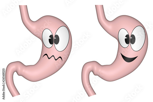 Illustration: An upset and a happy stomach An upset and a happy stomach
