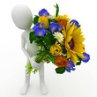 3d man with  flowers