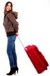 Happy tourist woman