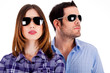 stylish couple wearing sunglasses