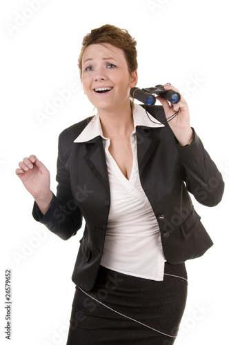 Photo: Excited business woman with binoculars Excited business woman with binoculars