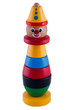 Baby wooden stacking clown isolated on white background Baby wooden stacking clown isolated on white background