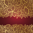 Golden leaf lace on red background Golden leaf lace on red background