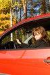 The girl in the red car