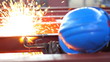 Worker cutting metal with a flame, slow motion Worker cutting metal with a flame, slow motion