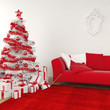 christmas interior in white and red