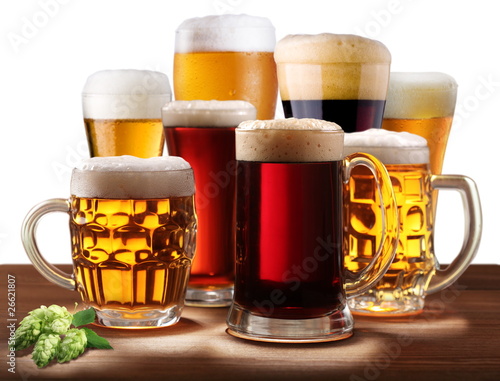 Photo: Still-life with beer glasses. Still-life with beer glasses.