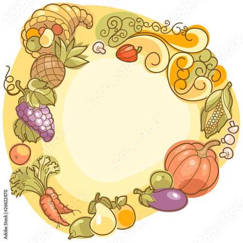 Vector: colorful harvest frame with space for text colorful harvest frame with space for text