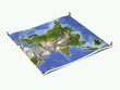 Asia on unfolded map sheet