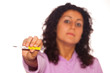 Young Sik Woman Look to Thermometer