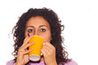 Young Sik Woman Drink Hot Beverage
