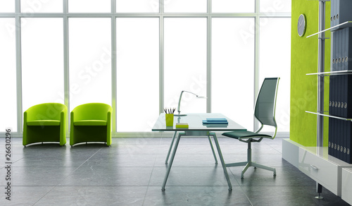 Illustration: modern office interior 3d modern office interior 3d