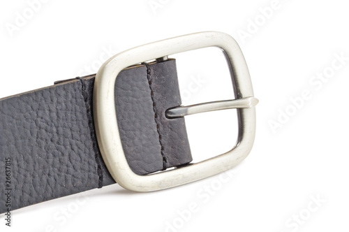 Photo: black leather belt isolated black leather belt isolated