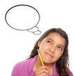 Hispanic Teen Aged Girl with Pencil and Blank Thought Bubble Hispanic Teen Aged Girl with Pencil and Blank Thought Bubble