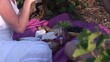 Close up of a couple picnicking in a vineyard