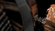 Metalworking lathe, metal shavings in factory Metalworking lathe, metal shavings in factory
