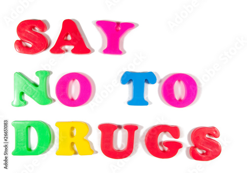 Photo: say no to drugs written in fridge magnets say no to drugs written in fridge magnets