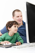 Foto: father and children with computer father and children with computer