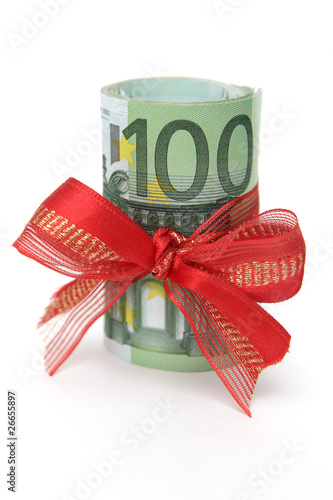 Photo: Geldscheinbündel mit Geschenkband Geldscheinbündel mit Geschenkband