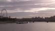 View of the Thames with London eye on background dring sunrise