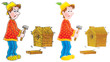 Illustration: Unskillful carpenter building a birdhouse Unskillful carpenter building a birdhouse