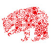 Bear in winter background vector with snowflakes