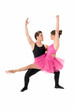Young couple dancing ballet isolated on white background.
