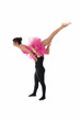 Young couple dancing ballet isolated on white background.