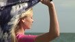 Video: Beautiful woman feeling the wind on the beach Beautiful woman feeling the wind on the beach