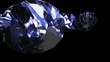 3d sparkling diamonds falling into a black space