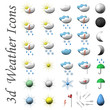 Icons of symbols of weather, it is isolated, 3d.