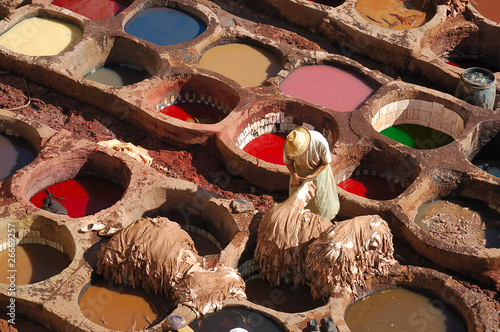Foto: Leather tanning in Fes, Morocco Leather tanning in Fes, Morocco