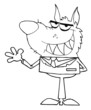 Outlined Wolf Business man Waving A Greeting Outlined Wolf Business man Waving A Greeting