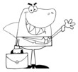 Outlined Business Shark Waving A Greeting