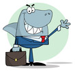 Business Shark Waving A Greeting