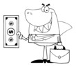 Outlined Smiled Business Shark Holding Cash